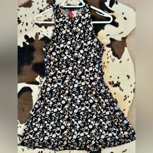 Black Floral Skater Dress